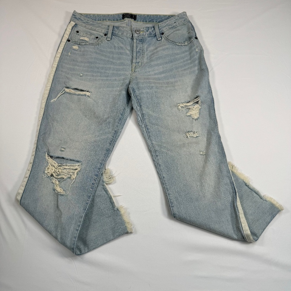 Abercrombie & Fitch Ames Slim Boyfriend Jeans Womens Sz 27/4 Light Blue Low Rise